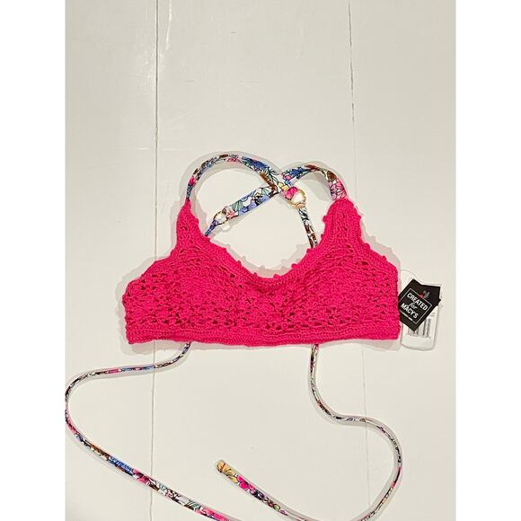 NWT  California Waves Juniors Crochet Bralette Swim Top Large - Picture 3 of 8
